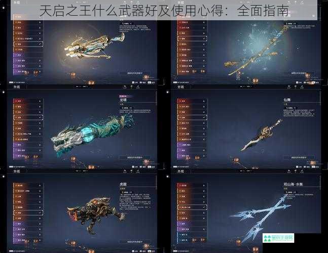 天启之王什么武器好及使用心得：全面指南