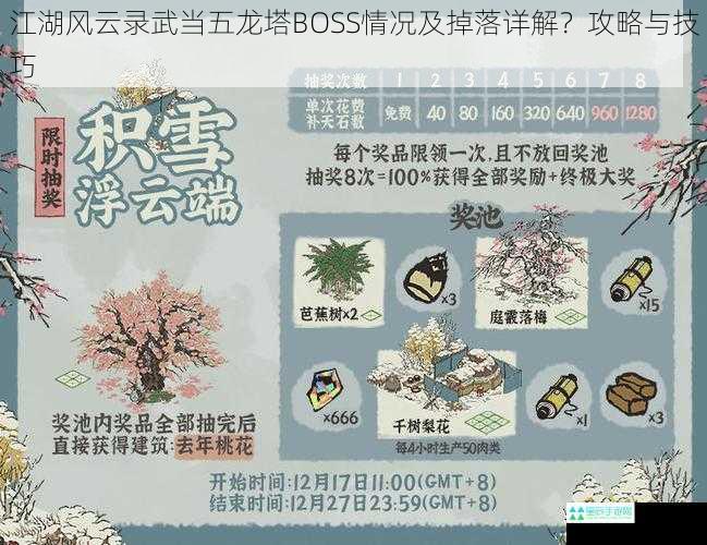 江湖风云录武当五龙塔BOSS情况及掉落详解？攻略与技巧