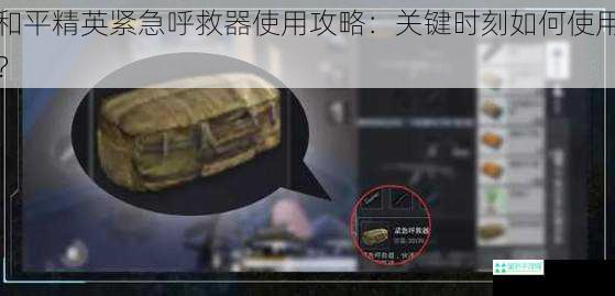 和平精英紧急呼救器使用攻略：关键时刻如何使用？