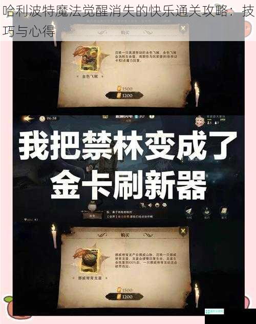 哈利波特魔法觉醒消失的快乐通关攻略：技巧与心得