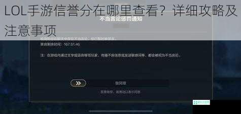 LOL手游信誉分在哪里查看？详细攻略及注意事项