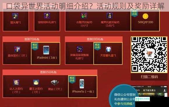 口袋异世界活动明细介绍？活动规则及奖励详解