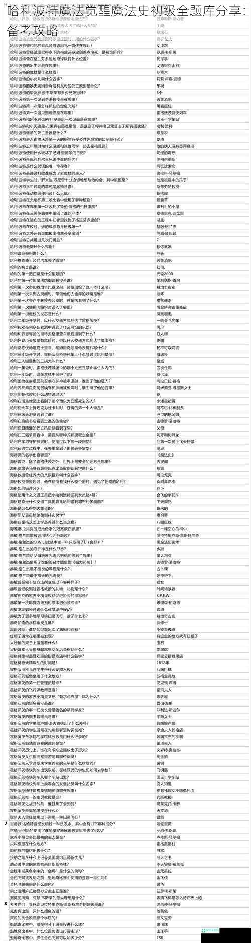 哈利波特魔法觉醒魔法史初级全题库分享：备考攻略