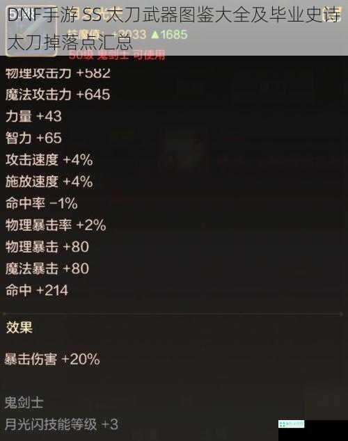 DNF手游 SS 太刀武器图鉴大全及毕业史诗太刀掉落点汇总