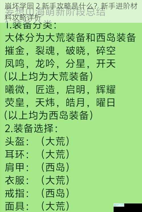 崩坏学园 2 新手攻略是什么？新手进阶材料攻略详析