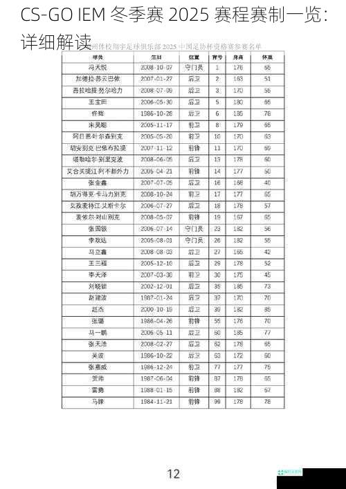 CS-GO IEM 冬季赛 2025 赛程赛制一览：详细解读