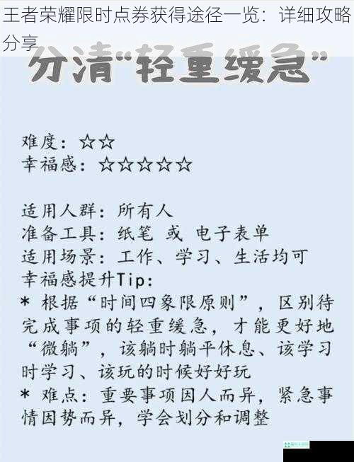 王者荣耀限时点券获得途径一览：详细攻略分享