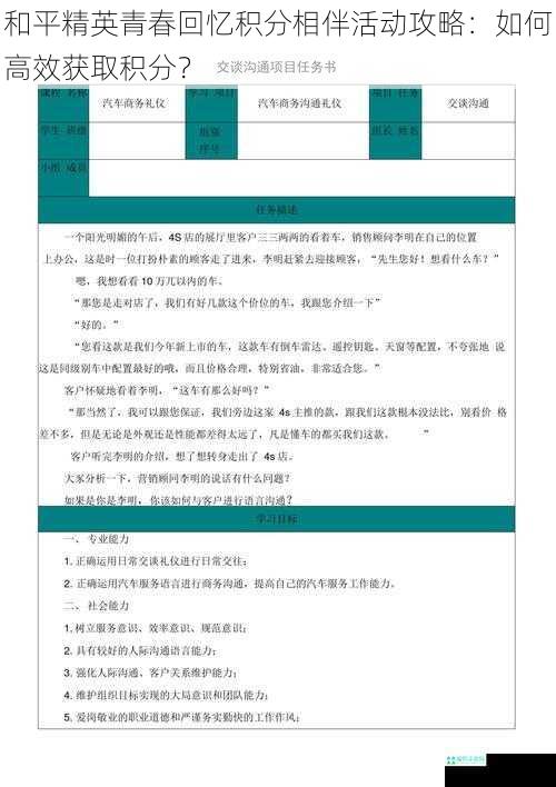 和平精英青春回忆积分相伴活动攻略：如何高效获取积分？