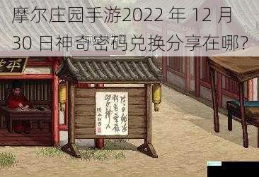 摩尔庄园手游2022 年 12 月 30 日神奇密码兑换分享在哪？