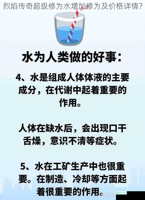 烈焰传奇超级修为水增加修为及价格详情？