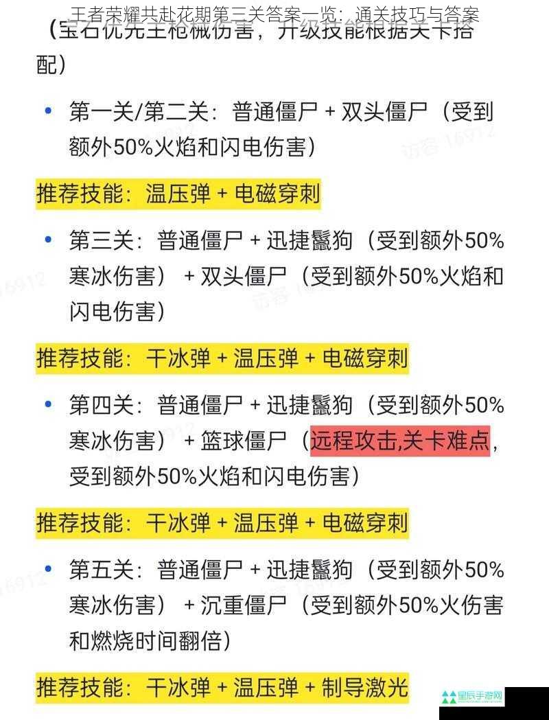 王者荣耀共赴花期第三关答案一览：通关技巧与答案