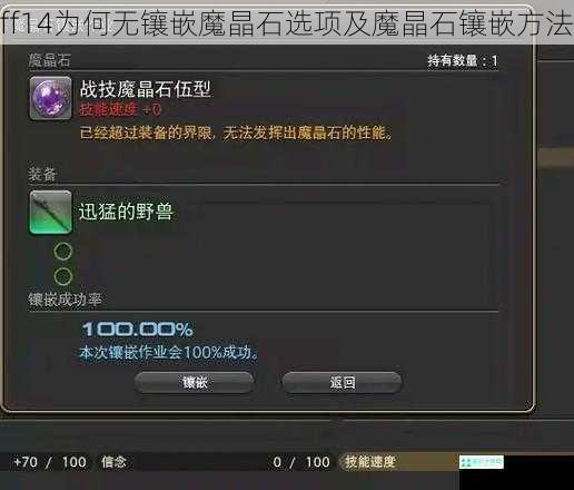 ff14为何无镶嵌魔晶石选项及魔晶石镶嵌方法