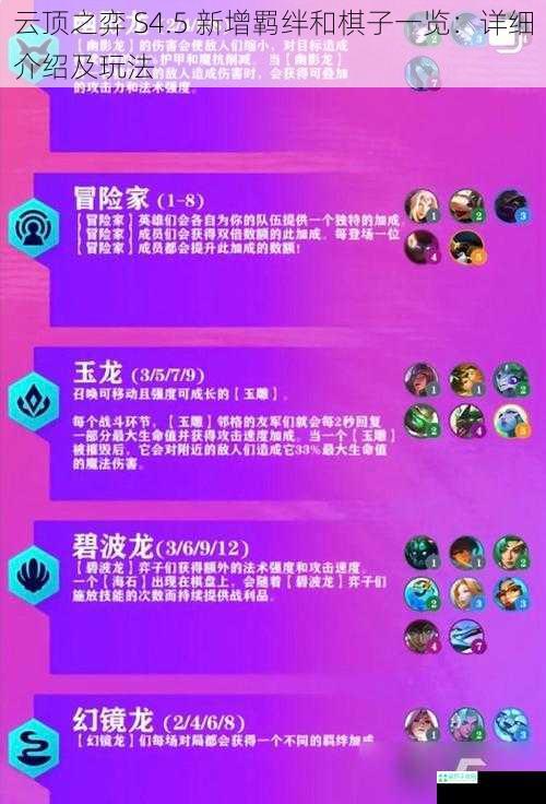 云顶之弈 S4.5 新增羁绊和棋子一览：详细介绍及玩法