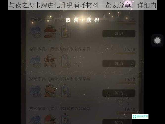 光与夜之恋卡牌进化升级消耗材料一览表分享：详细内容