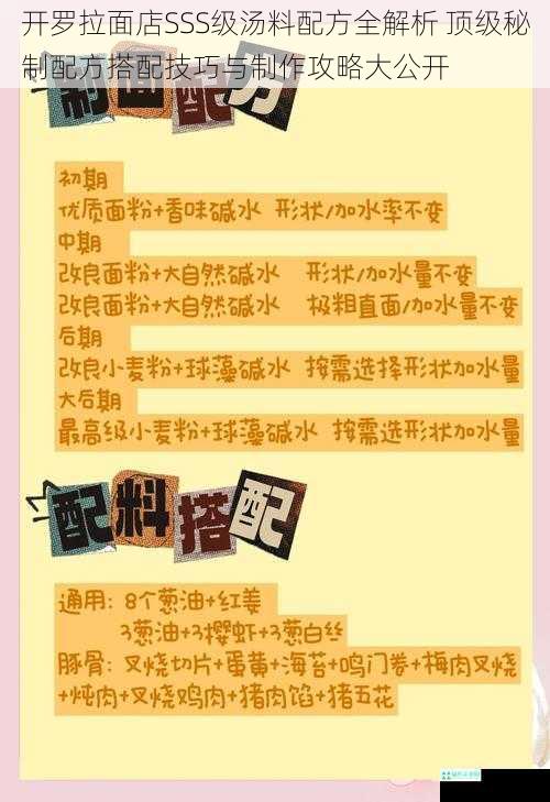 开罗拉面店SSS级汤料配方全解析 顶级秘制配方搭配技巧与制作攻略大公开