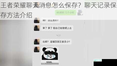 王者荣耀聊天消息怎么保存？聊天记录保存方法介绍