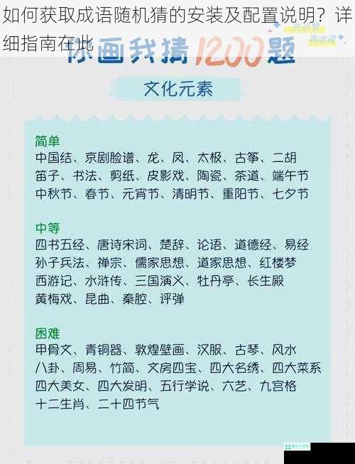 如何获取成语随机猜的安装及配置说明？详细指南在此